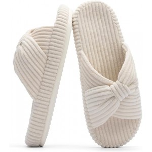 Slippers for Women Memory Foam House Bedroom Corduroy Bow Crossbands Slide Slipper Shoes Comfy Trendy Gift Slippers