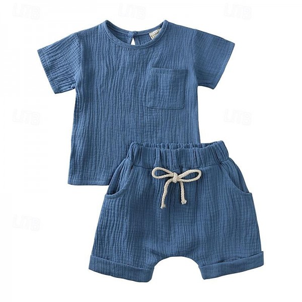 2 Pieces Toddler Boys T-shirt & Shorts Outfit Solid Color Short Sleeve Set School Fashion Summer Spring 3-7 Years 2 Pieces Toddler Boys T-shirt & Shorts Outfit Solid Color Short Sleeve Set School Fashion Summer Spring 3-7 Years