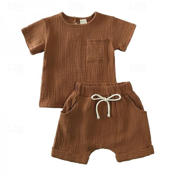 2 Pieces Toddler Boys T-shirt & Shorts Outfit Solid Color Short Sleeve Set School Fashion Summer Spring 3-7 Years 2 Pieces Toddler Boys T-shirt & Shorts Outfit Solid Color Short Sleeve Set School Fashion Summer Spring 3-7 Years