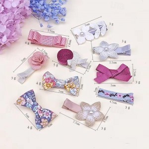 10PCS Fully Lined Baby Barrettes for Fine Hair 1.7 Inch Tiny Toddlers Girls Hair Bow Clips Accessory