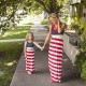 Mommy And Me Dresses Women And Girls 4th Of July Independence Day Polka Dot Star Print Stripe Long Maxi Fashion Dress Mommy And Me Dresses Women And Girls 4th Of July Independence Day Polka Dot Star Print Stripe Long Maxi Fashion Dress