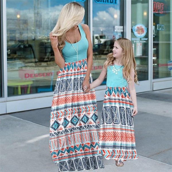 Mommy And Me Dresses Women And Girls 4th Of July Independence Day Polka Dot Star Print Stripe Long Maxi Fashion Dress Mommy And Me Dresses Women And Girls 4th Of July Independence Day Polka Dot Star Print Stripe Long Maxi Fashion Dress