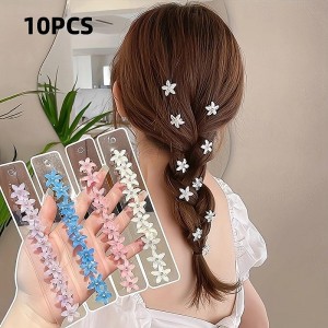 Elegant 10-Piece Flower Hair Clips for Girls - All-Season Princess Style Accessories, Perfect for Casual Chic &amp; Gifts