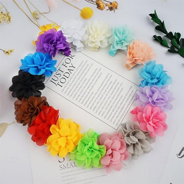 20PCS 2" Chiffon Flower Hair Bows Clips Flower Tiny Hair Clips Fine Hair for Girls Infants Toddlers Set of 20 Pairs 20PCS 2" Chiffon Flower Hair Bows Clips Flower Tiny Hair Clips Fine Hair for Girls Infants Toddlers Set of 20 Pairs