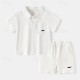 2 Pieces Toddler Boys T-shirt & Shorts Outfit Solid Color Short Sleeve Set School Fashion Daily Summer Spring 3-7 Years Navy White Green 2 Pieces Toddler Boys T-shirt & Shorts Outfit Solid Color Short Sleeve Set School Fashion Daily Summer Spring 3-7 Years Navy White Green