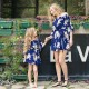 Mommy And Me Dresses One-Shoulder Ruffle Dress for Mother &amp; Daughter - Summer Family Matching Outfits, Printed Party Wedding Attire