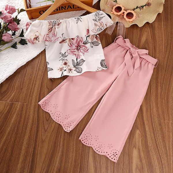 2 Pieces Kids Girls' Graphic Pants Suit Set Sleeveless Fashion Outdoor 3-7 Years Summer Pink Red Blue 2 Pieces Kids Girls' Graphic Pants Suit Set Sleeveless Fashion Outdoor 3-7 Years Summer Pink Red Blue