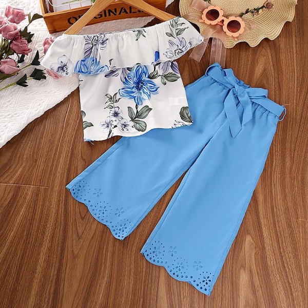 2 Pieces Kids Girls' Graphic Pants Suit Set Sleeveless Fashion Outdoor 3-7 Years Summer Pink Red Blue 2 Pieces Kids Girls' Graphic Pants Suit Set Sleeveless Fashion Outdoor 3-7 Years Summer Pink Red Blue