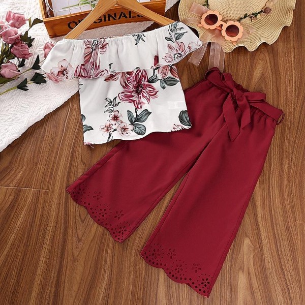 2 Pieces Kids Girls' Graphic Pants Suit Set Sleeveless Fashion Outdoor 3-7 Years Summer Pink Red Blue 2 Pieces Kids Girls' Graphic Pants Suit Set Sleeveless Fashion Outdoor 3-7 Years Summer Pink Red Blue