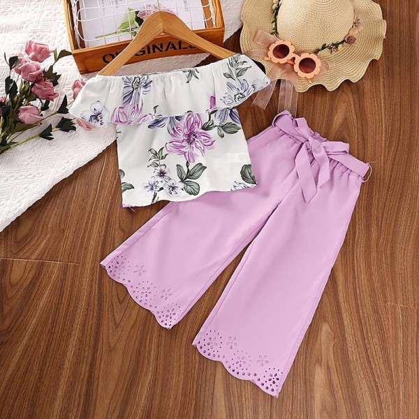 2 Pieces Kids Girls' Graphic Pants Suit Set Sleeveless Fashion Outdoor 3-7 Years Summer Pink Red Blue 2 Pieces Kids Girls' Graphic Pants Suit Set Sleeveless Fashion Outdoor 3-7 Years Summer Pink Red Blue