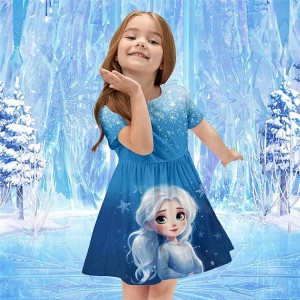 Girls&#039; 3D Princess Dress Pink Short Sleeve 3D Print Summer Daily Holiday Casual Beautiful Kids 3-12 Years Casual Dress Skater Dress Above Knee Polyester Regular Fit