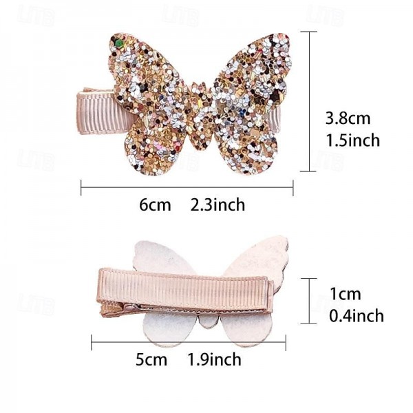 A Pair Little Girl Golden Butterfly Pair Clip Rainbow Bow Bang Clip Children's Glitter Leather Full Bag Clip A Pair Little Girl Golden Butterfly Pair Clip Rainbow Bow Bang Clip Children's Glitter Leather Full Bag Clip