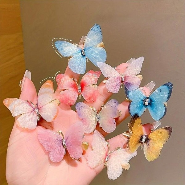 6pcs Butterfly Rhinestone Gradient Color Butterfly Hair Clips, Girls Hair Accessories 6pcs Butterfly Rhinestone Gradient Color Butterfly Hair Clips, Girls Hair Accessories