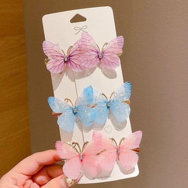6pcs Butterfly Rhinestone Gradient Color Butterfly Hair Clips, Girls Hair Accessories 6pcs Butterfly Rhinestone Gradient Color Butterfly Hair Clips, Girls Hair Accessories