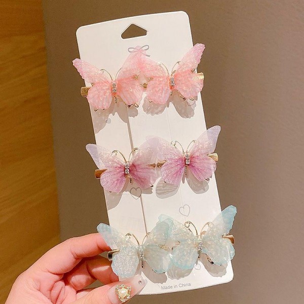 6pcs Butterfly Rhinestone Gradient Color Butterfly Hair Clips, Girls Hair Accessories 6pcs Butterfly Rhinestone Gradient Color Butterfly Hair Clips, Girls Hair Accessories