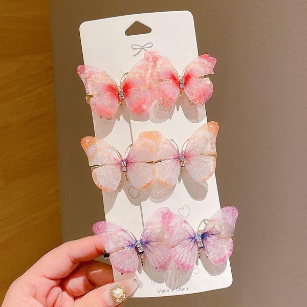 6pcs Butterfly Rhinestone Gradient Color Butterfly Hair Clips, Girls Hair Accessories 6pcs Butterfly Rhinestone Gradient Color Butterfly Hair Clips, Girls Hair Accessories