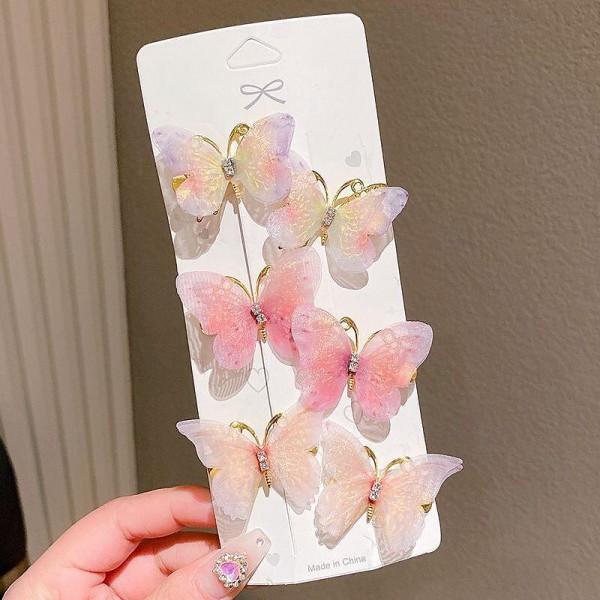 6pcs Butterfly Rhinestone Gradient Color Butterfly Hair Clips, Girls Hair Accessories 6pcs Butterfly Rhinestone Gradient Color Butterfly Hair Clips, Girls Hair Accessories