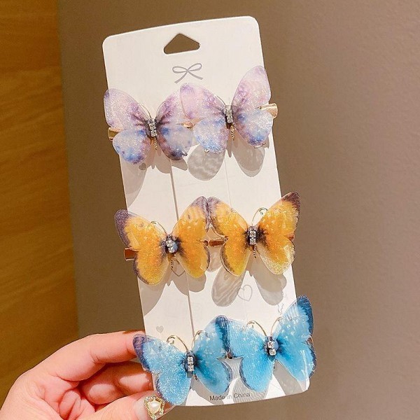 6pcs Butterfly Rhinestone Gradient Color Butterfly Hair Clips, Girls Hair Accessories 6pcs Butterfly Rhinestone Gradient Color Butterfly Hair Clips, Girls Hair Accessories
