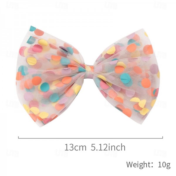 6PCS Colorful Polka Dot Mesh Children's Hair Clip Princess Large Bow Hair Clip Snowflake Star Half Wrapped Cloth Top Clip 6PCS Colorful Polka Dot Mesh Children's Hair Clip Princess Large Bow Hair Clip Snowflake Star Half Wrapped Cloth Top Clip