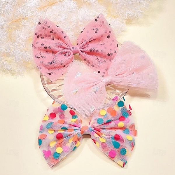 6PCS Colorful Polka Dot Mesh Children's Hair Clip Princess Large Bow Hair Clip Snowflake Star Half Wrapped Cloth Top Clip 6PCS Colorful Polka Dot Mesh Children's Hair Clip Princess Large Bow Hair Clip Snowflake Star Half Wrapped Cloth Top Clip