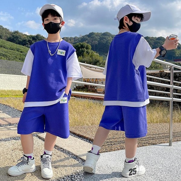 2 Pieces Kids Boys T-shirt & Shorts Outfit Solid Color Short Sleeve Set Outdoor Fashion Daily Summer Spring 3-7 Years Blue Orange Grey 2 Pieces Kids Boys T-shirt & Shorts Outfit Solid Color Short Sleeve Set Outdoor Fashion Daily Summer Spring 3-7 Years Blue Orange Grey