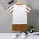 2 Pieces Toddler Boys T-shirt & Shorts Outfit Stripe Letter Short Sleeve Side Stripe Set School Fashion Daily Summer 3-7 Years Brown 2 Pieces Toddler Boys T-shirt & Shorts Outfit Stripe Letter Short Sleeve Side Stripe Set School Fashion Daily Summer 3-7 Years Brown