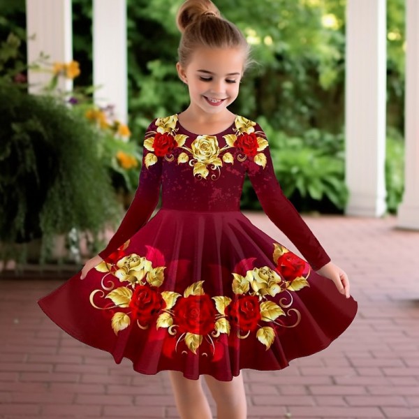 Girls' 3D Floral Rose Dress Long Sleeve 3D Print Spring Fall Sports & Outdoor Daily Holiday Cute Casual Beautiful Kids 3-12 Years Casual Dress A Line Dress Above Knee Polyester Regular Fit Girls' 3D Floral Rose Dress Long Sleeve 3D Print Spring Fall Sports & Outdoor Daily Holiday Cute Casual Beautiful Kids 3-12 Years Casual Dress A Line Dress Above Knee Polyester Regular Fit