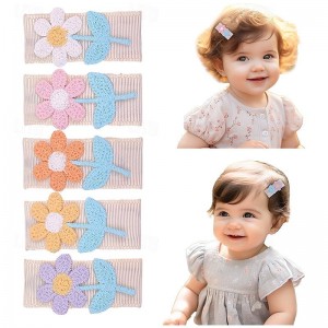 5-Pack Children&#039;s Square Hair Clip Embroidery Subsidy Small Flower Bangs Edge Clip Girl Handmade Knitted Hair Accessories