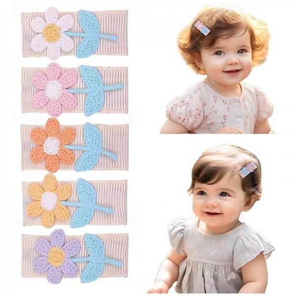 5-Pack Children's Square Hair Clip Embroidery Subsidy Small Flower Bangs Edge Clip Girl Handmade Knitted Hair Accessories 5-Pack Children's Square Hair Clip Embroidery Subsidy Small Flower Bangs Edge Clip Girl Handmade Knitted Hair Accessories