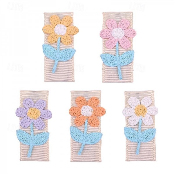 5-Pack Children's Square Hair Clip Embroidery Subsidy Small Flower Bangs Edge Clip Girl Handmade Knitted Hair Accessories 5-Pack Children's Square Hair Clip Embroidery Subsidy Small Flower Bangs Edge Clip Girl Handmade Knitted Hair Accessories