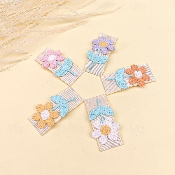 5-Pack Children's Square Hair Clip Embroidery Subsidy Small Flower Bangs Edge Clip Girl Handmade Knitted Hair Accessories 5-Pack Children's Square Hair Clip Embroidery Subsidy Small Flower Bangs Edge Clip Girl Handmade Knitted Hair Accessories