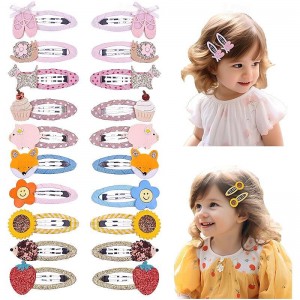 10PCS Children&#039;s Animal Flower BB Pair Clip Little Girl Elliptical Water Drop Edge Clip Handmade Thread Ribbon Wrap Cloth