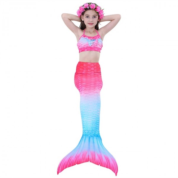 Kids Girls‘ Swimwear Bikini 3-10 Years 3pcs Three Piece Swimsuit Mermaid Tail The Little Mermaid Swimwear Gradient Sleeveless Blue Rainbow Red Beach Active Cosplay Costumes Bathing Suits Summer Kids Girls‘ Swimwear Bikini 3-10 Years 3pcs Three Piece Swimsuit Mermaid Tail The Little Mermaid Swimwear Gradient Sleeveless Blue Rainbow Red Beach Active Cosplay Costumes Bathing Suits Summer