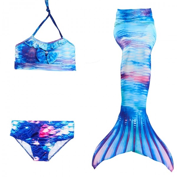 Kids Girls‘ Swimwear Bikini 3-10 Years 3pcs Three Piece Swimsuit Mermaid Tail The Little Mermaid Swimwear Gradient Sleeveless Blue Rainbow Red Beach Active Cosplay Costumes Bathing Suits Summer Kids Girls‘ Swimwear Bikini 3-10 Years 3pcs Three Piece Swimsuit Mermaid Tail The Little Mermaid Swimwear Gradient Sleeveless Blue Rainbow Red Beach Active Cosplay Costumes Bathing Suits Summer