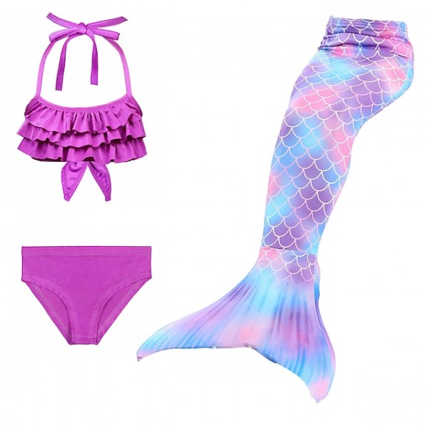 Kids Girls‘ Swimwear Bikini 3-10 Years 3pcs Three Piece Swimsuit Mermaid Tail The Little Mermaid Swimwear Gradient Sleeveless Blue Rainbow Red Beach Active Cosplay Costumes Bathing Suits Summer Kids Girls‘ Swimwear Bikini 3-10 Years 3pcs Three Piece Swimsuit Mermaid Tail The Little Mermaid Swimwear Gradient Sleeveless Blue Rainbow Red Beach Active Cosplay Costumes Bathing Suits Summer