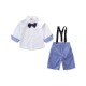 Boys 3D Color Block Shirt &amp; Shorts Formal Set Long Sleeve Summer Active Basic Casual Cotton Spandex Kids Toddler School Party Regular Fit