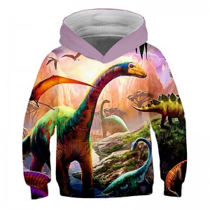 Kids Toddler Boys&#039; Hoodie &amp; Sweatshirt Pullover Long Sleeve Dinosaur 3D Print Graphic Color Block Unisex Blue Yellow Army Green Children Tops Active Streetwear 3-12 Years