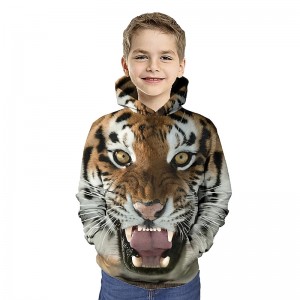 Kids Toddler Boys&#039; Hoodie &amp; Sweatshirt Long Sleeve Tiger Print Color Block Geometric 3D Print Brown Children Tops Active Basic