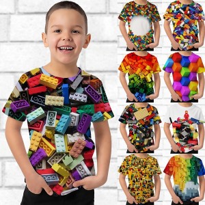 Kids Boys&#039; T shirt Tee Short Sleeve Graphic 3D Print Kid Top Optical Illusion Daily Outdoor Active Streetwear Sports Summer Tee 3-12 Years