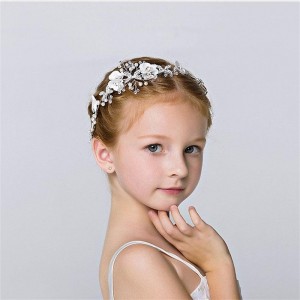 Girls&#039; Cute Princess Wedding Headpiece White Flower Fashion Cute Headband Pearl Hair Dress for Girl