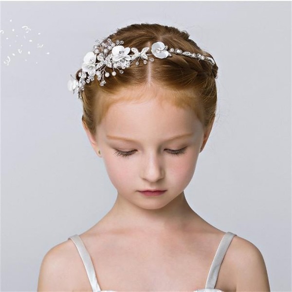 Girls' Cute Princess Wedding Headpiece White Flower Fashion Cute Headband Pearl Hair Dress for Girl Girls' Cute Princess Wedding Headpiece White Flower Fashion Cute Headband Pearl Hair Dress for Girl