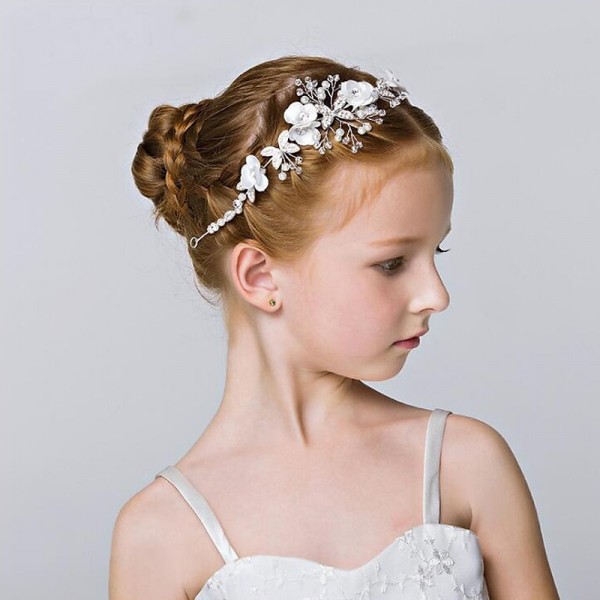 Girls' Cute Princess Wedding Headpiece White Flower Fashion Cute Headband Pearl Hair Dress for Girl Girls' Cute Princess Wedding Headpiece White Flower Fashion Cute Headband Pearl Hair Dress for Girl