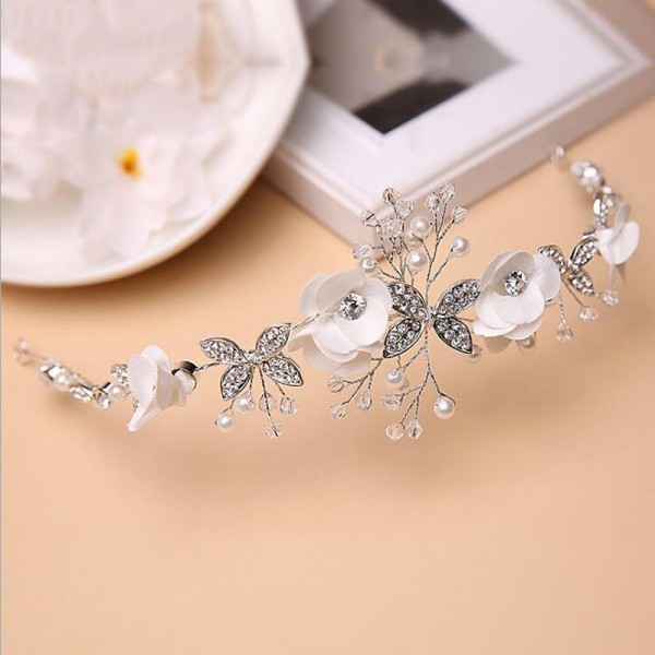 Girls' Cute Princess Wedding Headpiece White Flower Fashion Cute Headband Pearl Hair Dress for Girl Girls' Cute Princess Wedding Headpiece White Flower Fashion Cute Headband Pearl Hair Dress for Girl