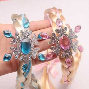 Kids Baby Girls&#039; New Children&#039;s Jewelry Ice And Snow Aisha Wig Princess Snowflake Long Hair Braid Romance Toy Cos Props Accessories