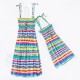 Mommy And Me Dresses Children&#039;s Day Dresses Rainbow Striped Daily Wear Print Multicolor Blue Green Sleeveless Knee-length Tank Dress Boho Matching Outfits