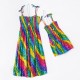 Mommy And Me Dresses Children&#039;s Day Dresses Rainbow Striped Daily Wear Print Multicolor Blue Green Sleeveless Knee-length Tank Dress Boho Matching Outfits
