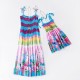Mommy And Me Dresses Children&#039;s Day Dresses Rainbow Striped Daily Wear Print Multicolor Blue Green Sleeveless Knee-length Tank Dress Boho Matching Outfits