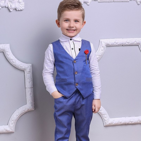 Boys Clothes Sets Kids Formal Suits Long Sleeve Shirts + Vest + Pants 3PCS Child Tuxedos Outfits Boys Clothes Sets Kids Formal Suits Long Sleeve Shirts + Vest + Pants 3PCS Child Tuxedos Outfits
