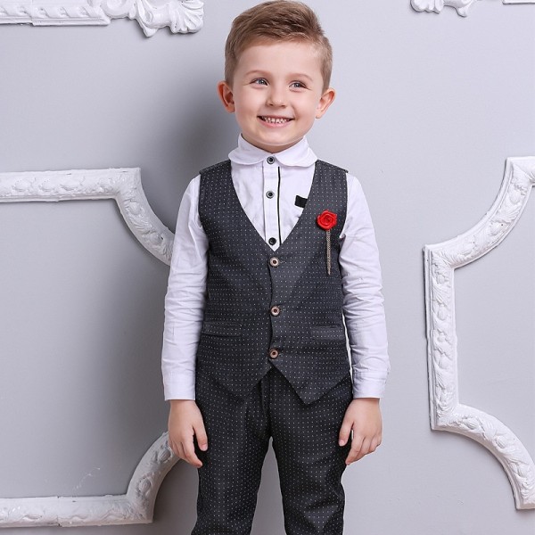 Boys Clothes Sets Kids Formal Suits Long Sleeve Shirts + Vest + Pants 3PCS Child Tuxedos Outfits Boys Clothes Sets Kids Formal Suits Long Sleeve Shirts + Vest + Pants 3PCS Child Tuxedos Outfits