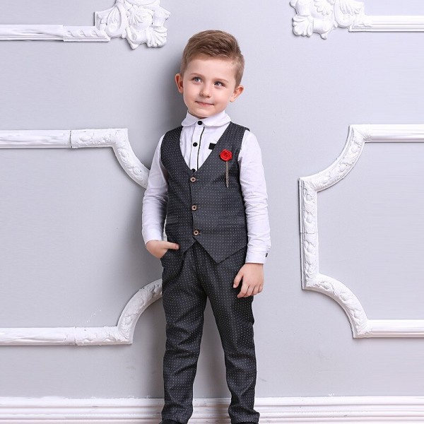 Boys Clothes Sets Kids Formal Suits Long Sleeve Shirts + Vest + Pants 3PCS Child Tuxedos Outfits Boys Clothes Sets Kids Formal Suits Long Sleeve Shirts + Vest + Pants 3PCS Child Tuxedos Outfits
